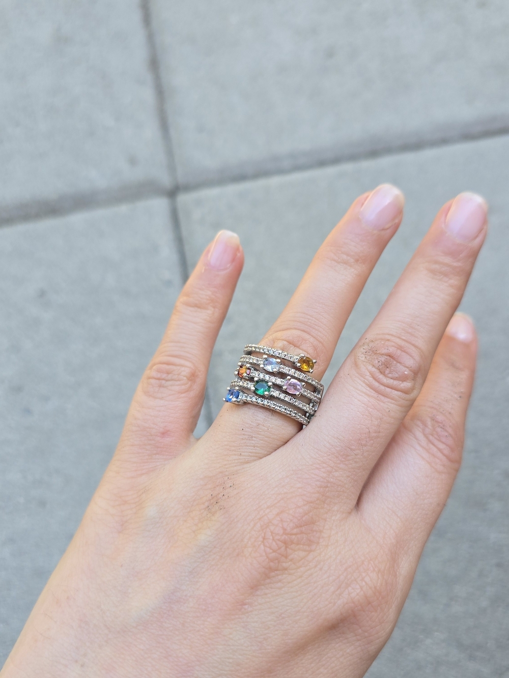Sterling Silver Multi-Gemstone Stackable Ring Set - Colorful Stones
